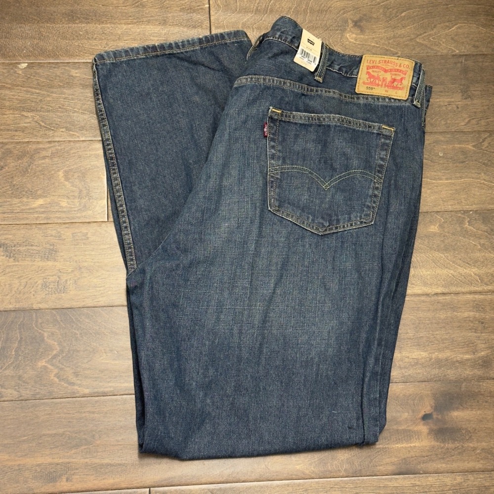 Levis 559 Relaxed Straight Jeans Mens 50x34 Dark Wash Big and Tall Denim New